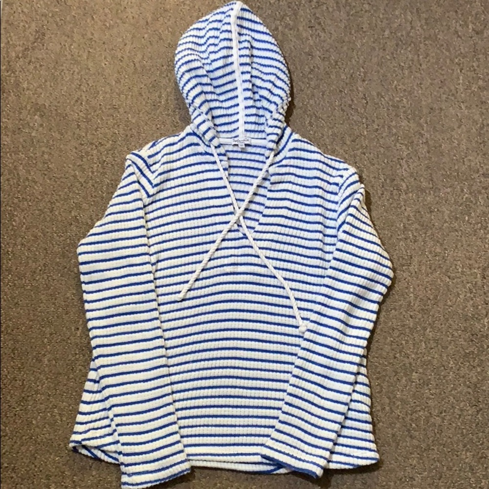 NWOT Splendid Blue Striped Hoodie XS - Picture 3 of 6